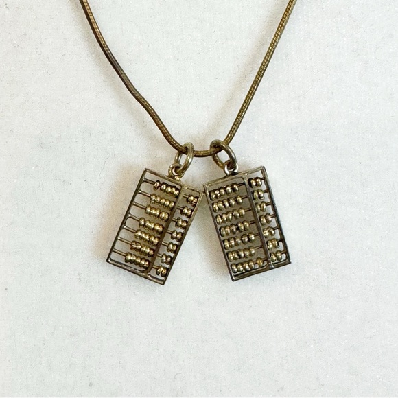 Bronze Abacus Pendant Italy 925 Necklace Vintage - Picture 3 of 13